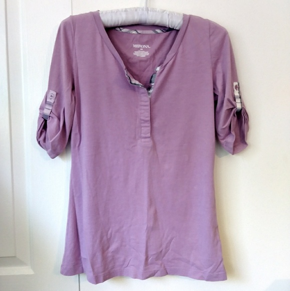 Lavender dream plaid accent casual Merona top - Picture 5 of 6
